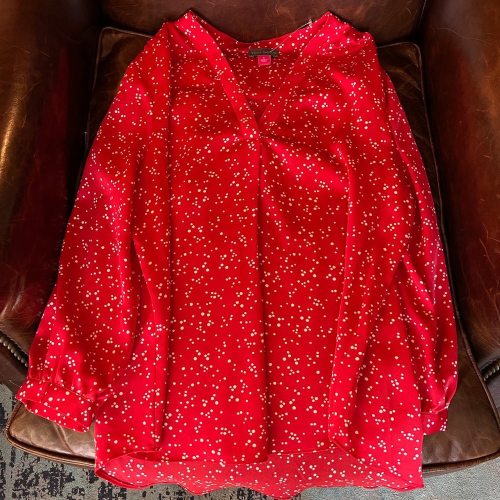 Vince Camuto red printed tunic shirt